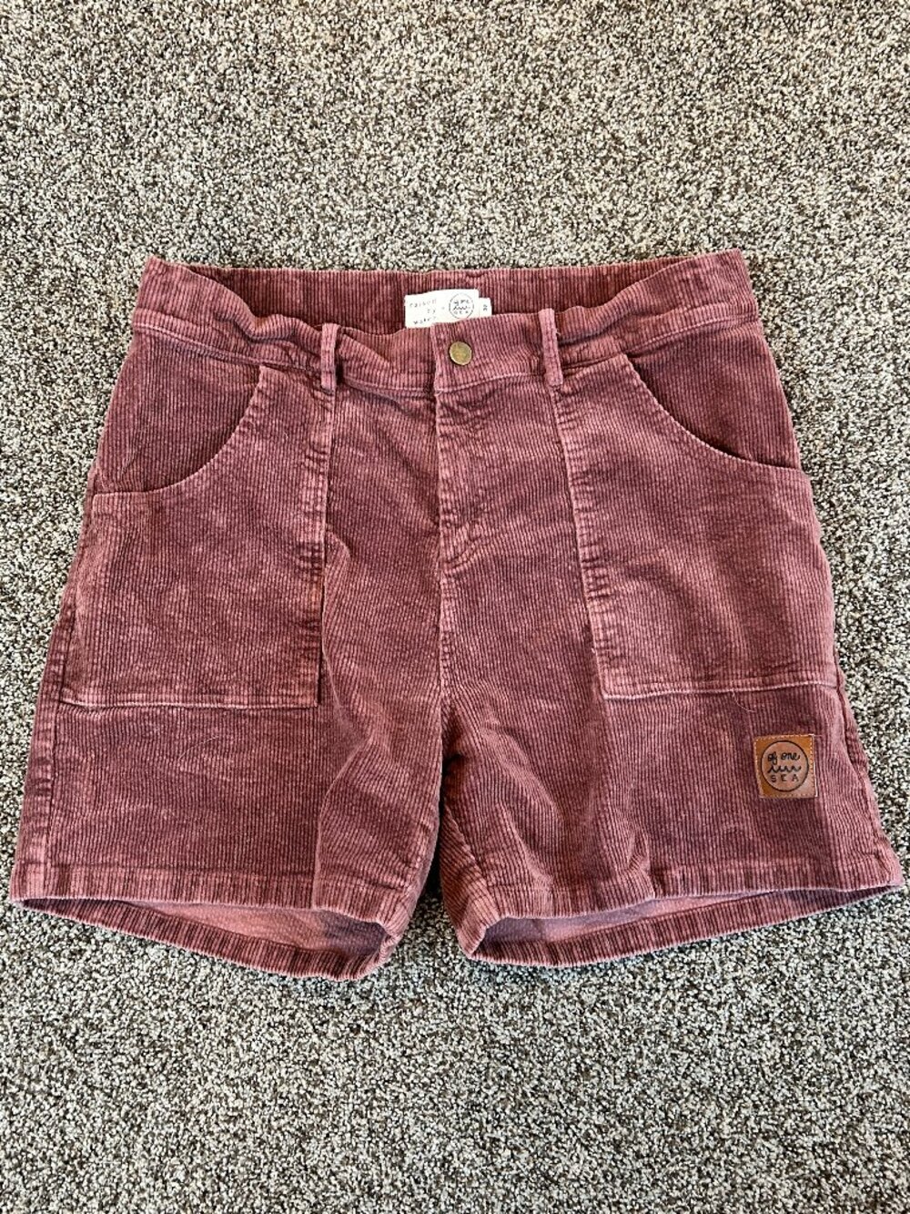 Of One Sea Corduroy High-Rise Shorts in Dusty Mauve Sz: 36